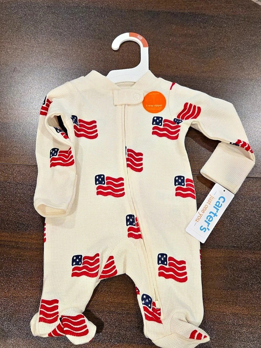 Carter's Baby American Flag Footie Size 18-24M NWT